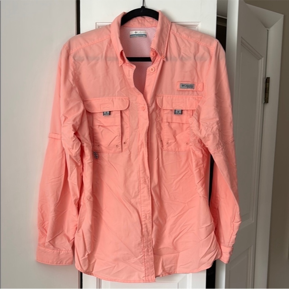 Columbia PFG Women’s Long Sleeve Fishing Shirt – Coral Pink – Size Large